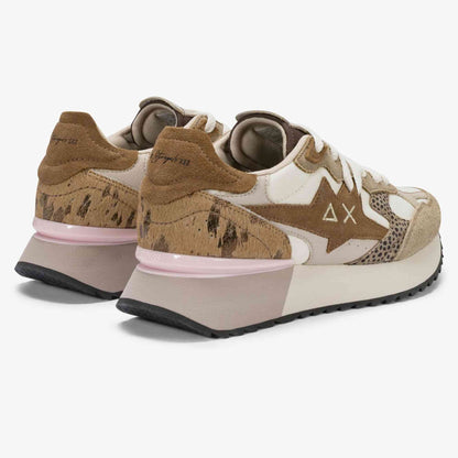 Sneakers SUN68 donna beige e marrone Z46222