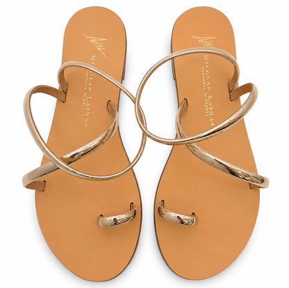 Sandali flat Nicolas Lainas 63T in Pelle oro | Tacco Basso Comodo