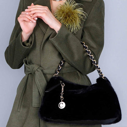 Borsa a spalla CafèNoir NB0906  in ecopelliccia nera