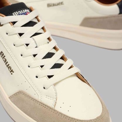 Sneaker Blauer KYOTO01 scarpe uomo pelle cream/black