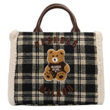 Borsa a mano Marge in lana 20158 con orsetto in teddy