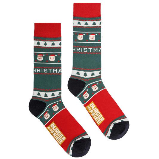Calze Christmas Socks BF1215 Socks Burger and Fries verde