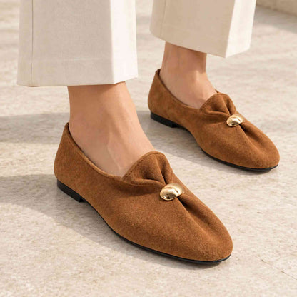 Pantofola INUOVO E11016 Slip On donna camoscio sigaro