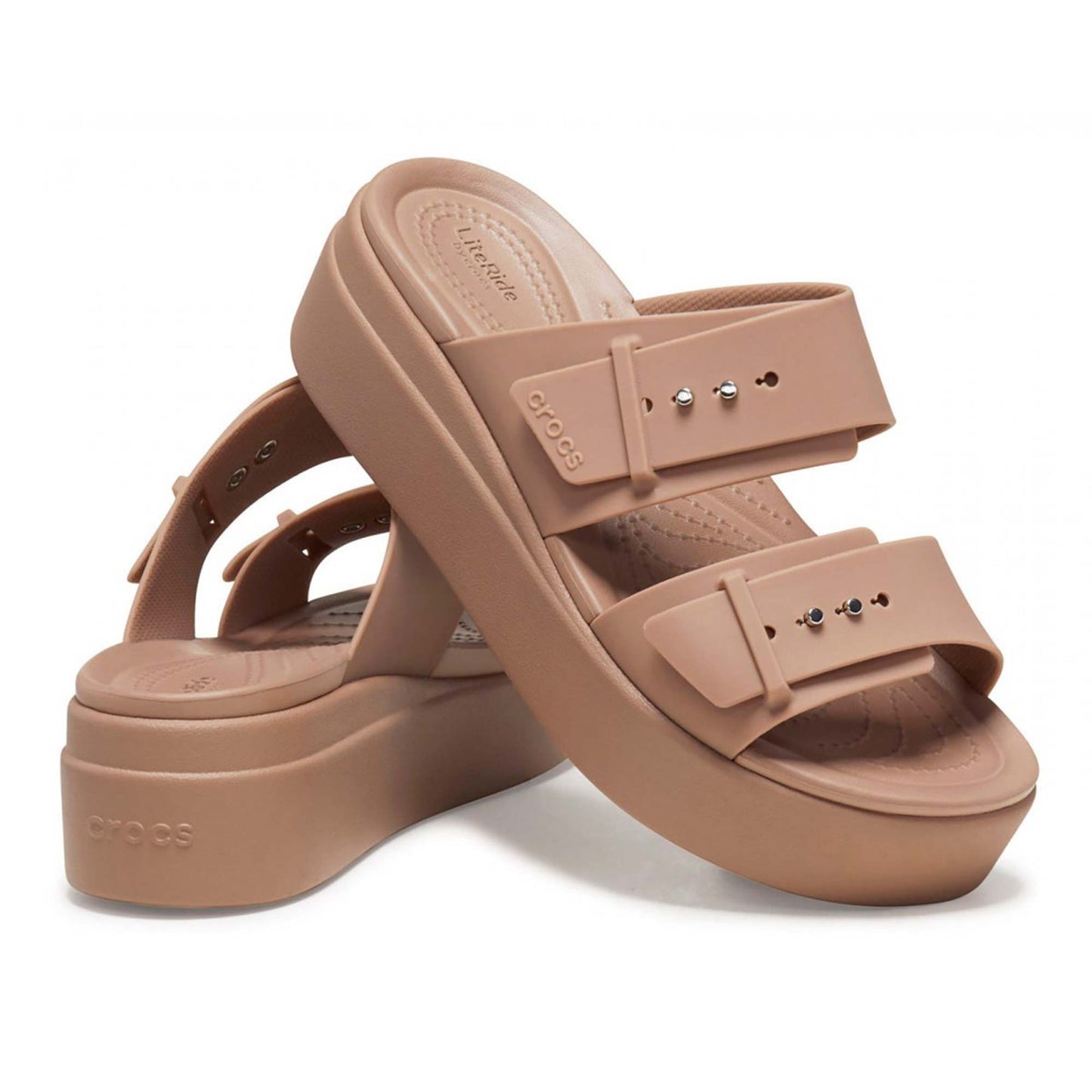 Sandali Crocs Brooklyn Buckle Low Wedge 207431-2HI marrone