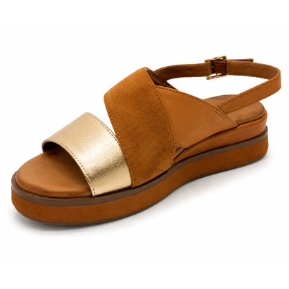 Sandali INUOVO Donna Platform Zeppa 113139 | Pelle e Camoscio Marrone