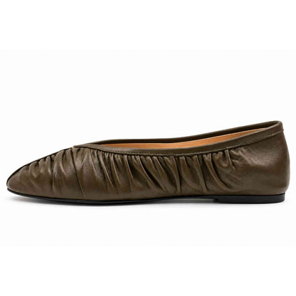 INUOVO HE1945 ballerina donna khaki in pelle nappa
