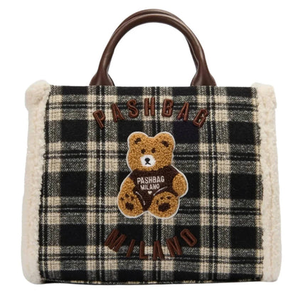 Borsa a mano Marge in lana 20158 con orsetto in teddy