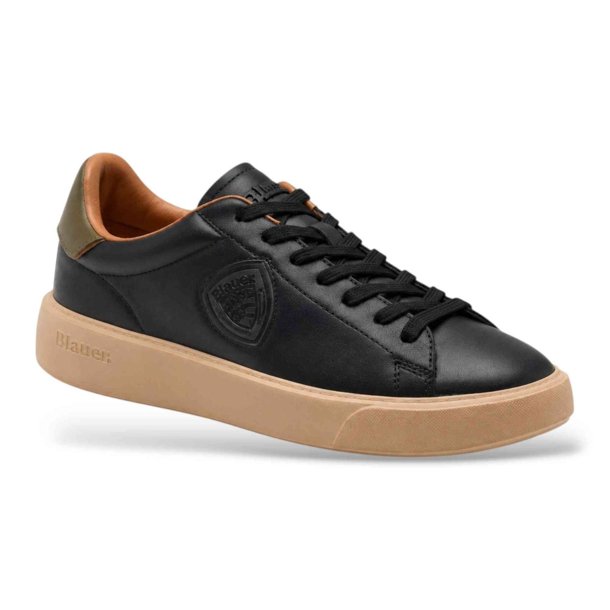 Sneaker Blauer BUCK14 scarpe uomo pelle nero militare