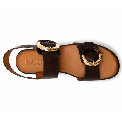 Sandali INUOVO Donna Zeppa A99025 | Pelle Marrone
