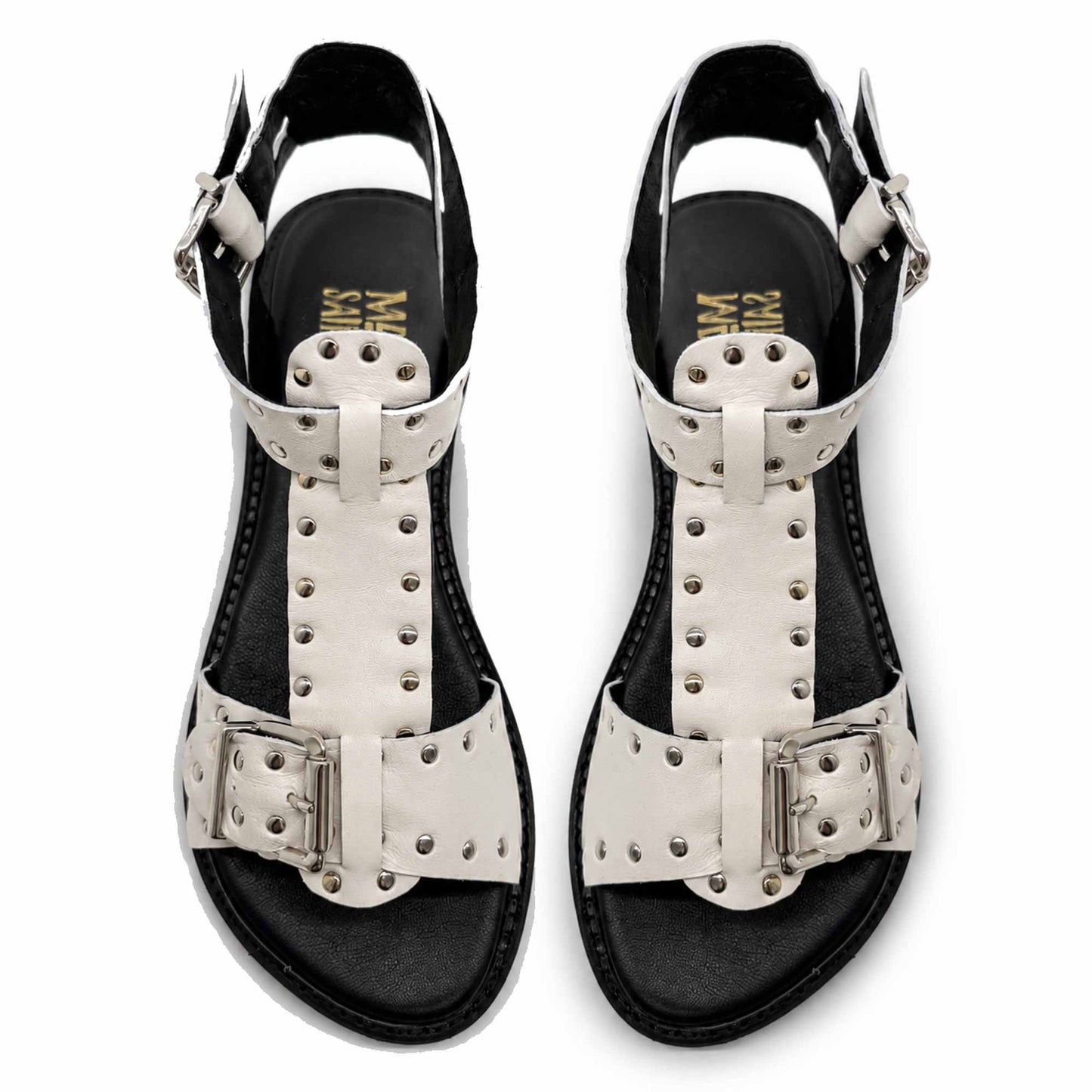 Sandalo Mad Mind 150005 donna bianco borchiato