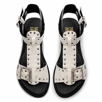 Sandalo Mad Mind 150005 donna bianco borchiato
