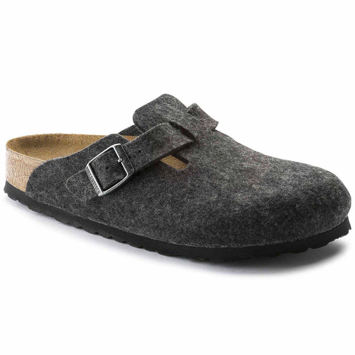 Birkenstock Boston Grigio Antracite 160373 in feltro di lana, calzata stretta, dettaglio foto 1