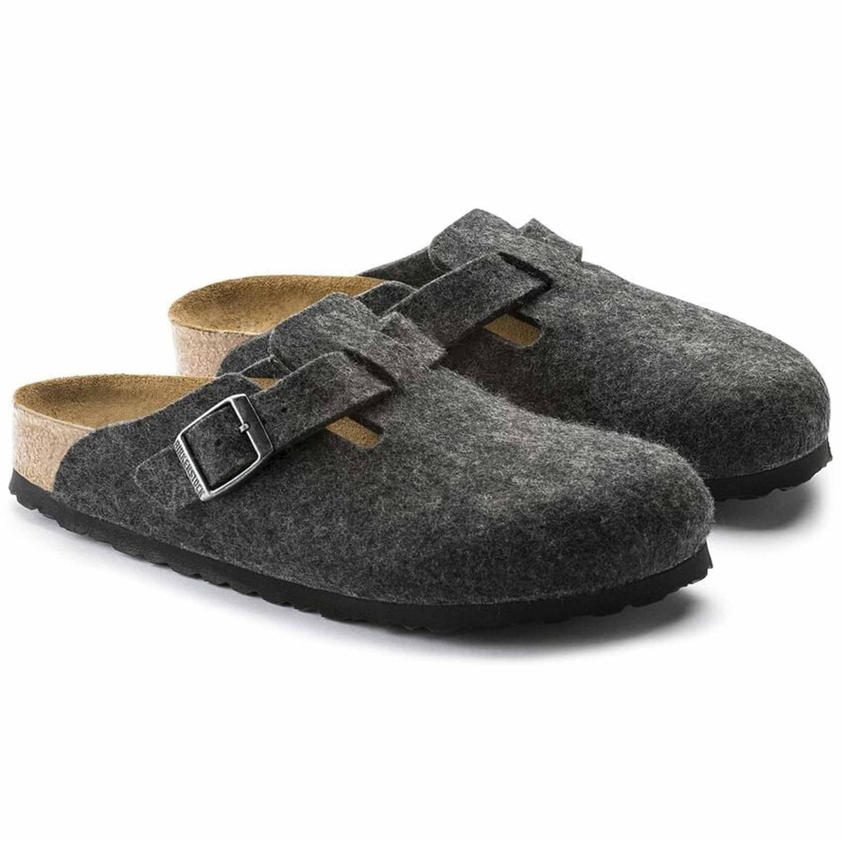 Birkenstock Boston Grigio Antracite 160373 in feltro di lana, calzata stretta, dettaglio foto 3