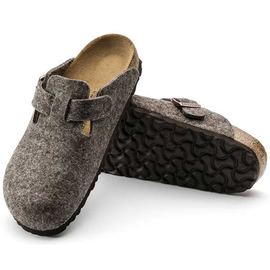 Birkenstock Boston Cacao 160583 in feltro di lana, calzata stretta, dettaglio foto 2