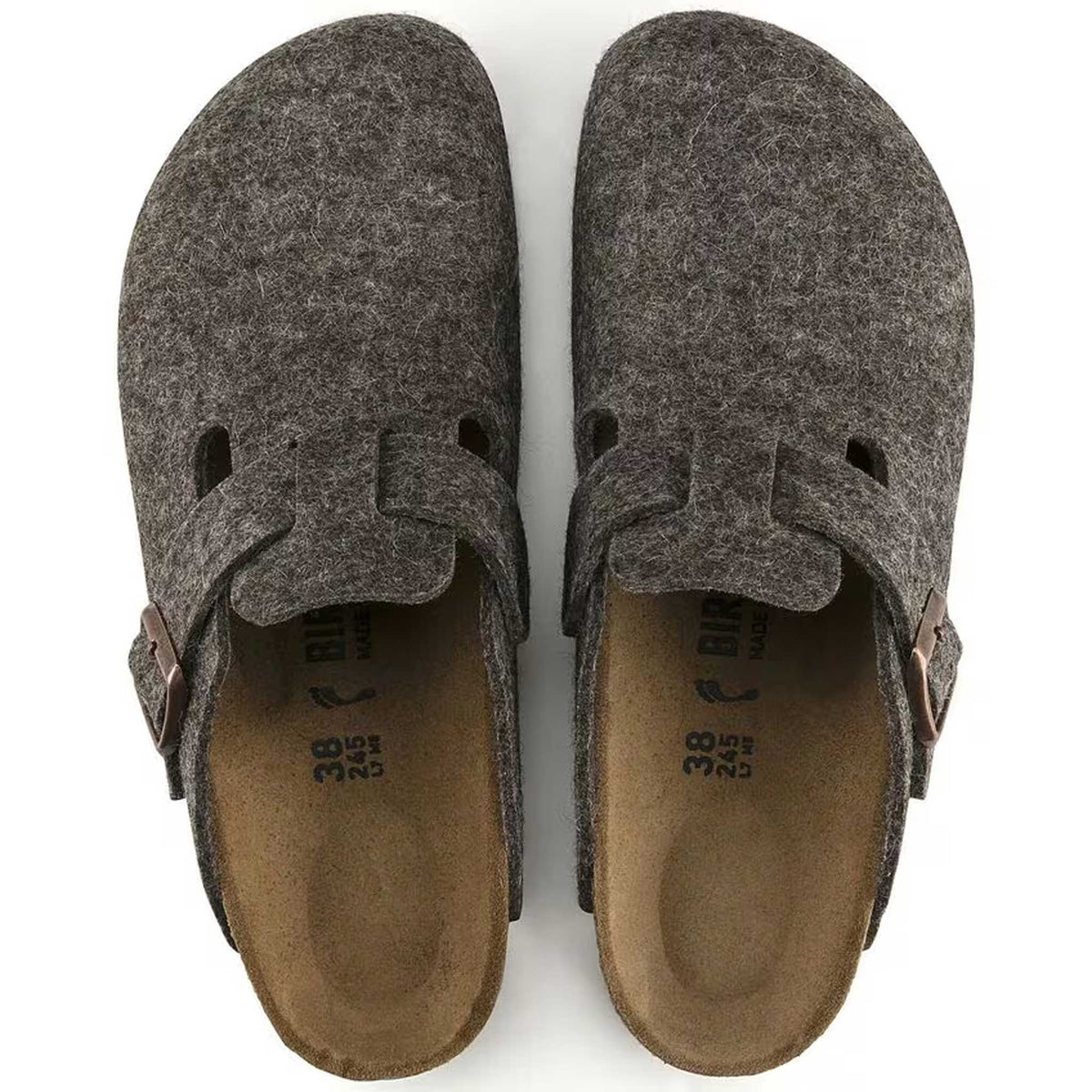 Birkenstock Boston Cacao 160583 in feltro di lana, calzata stretta, dettaglio foto 5