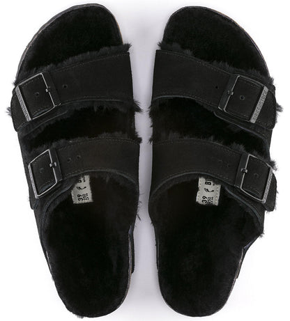 Sandali Arizona Shearling Birkenstock 0752663 in camoscio nero (35-43)