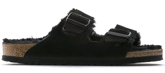 Sandali Arizona Shearling Birkenstock 0752663 in camoscio nero (35-43)
