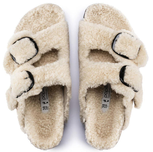 Sandali Arizona Plateau Big Buckle Teddy Beige Papillio by Birkenstock 1017642