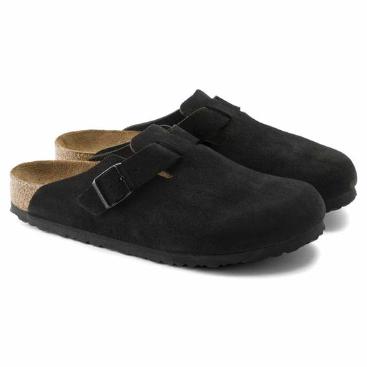 Sabot Boston  Birkenstock 1027067 in camoscio nero (36-40)