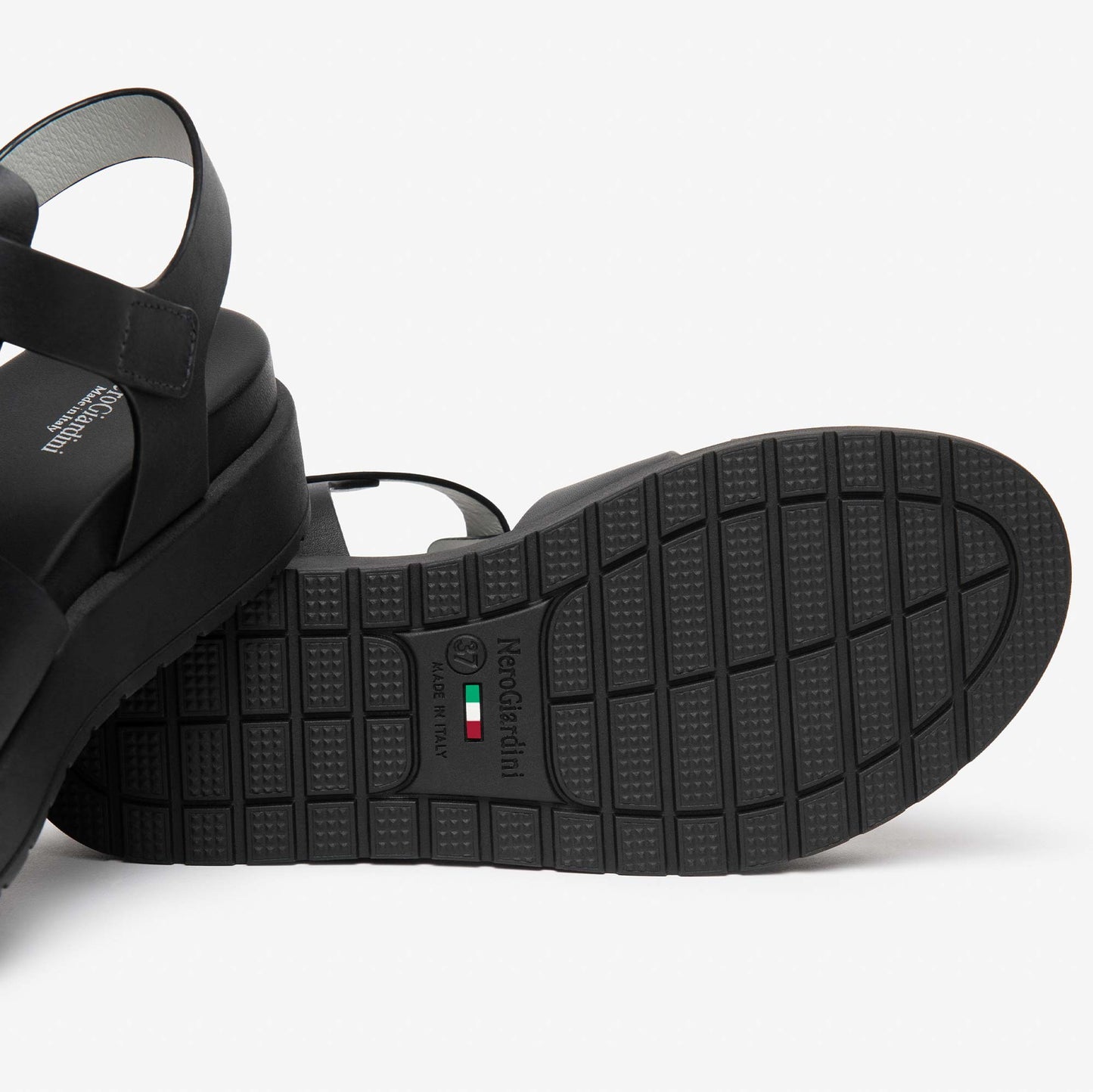 Sandali Platform NeroGiardini Donna E617050-100 | Pelle Nero, Tacco Comodo