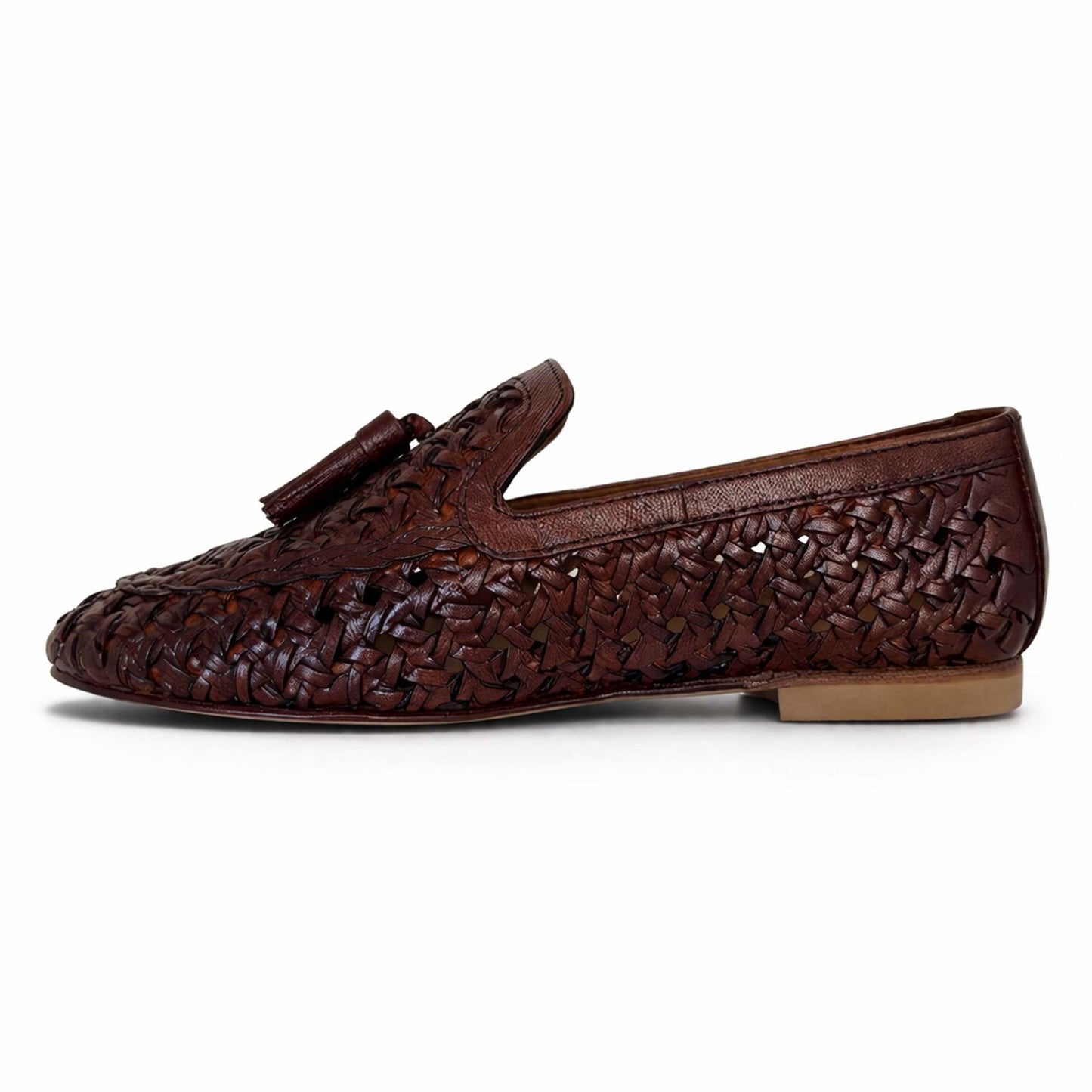 Mocassini Bottega Fermana Donna Marrone M26104 | Pelle Intrecciate e Nappine