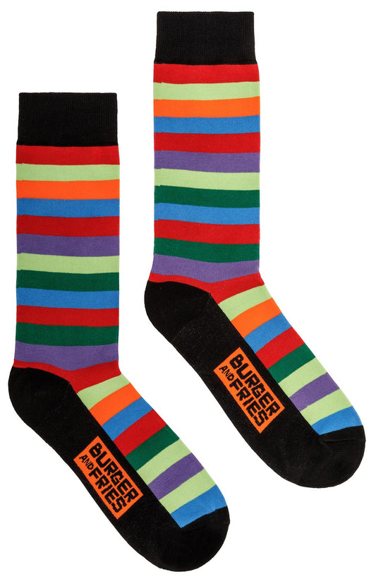 Calze Stripes Socks BF1202 Socks Bruger and Fries nero/rosso