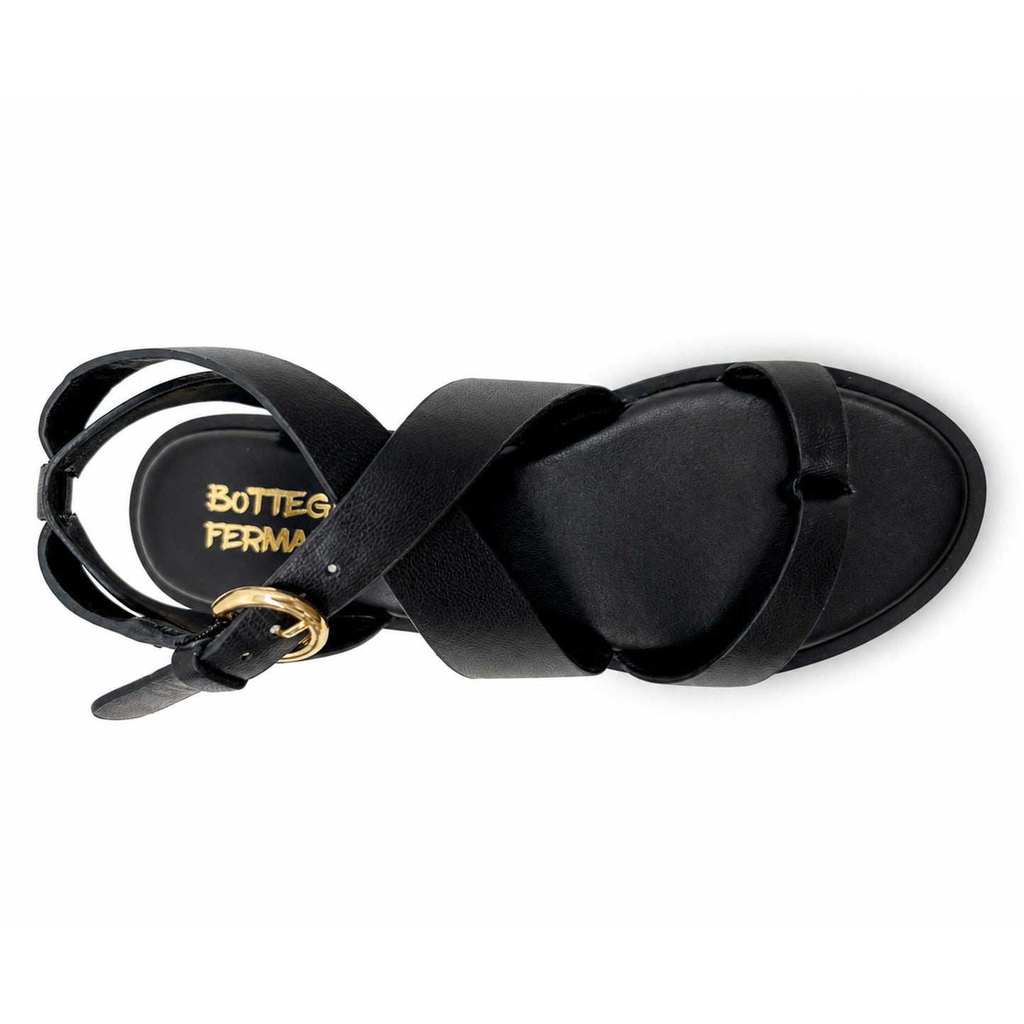 Sandali Bottega Fermana S4BI tacco flat donna | Pelle Nero