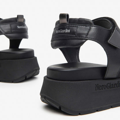 Sandali Platform NeroGiardini Donna con Pietre E410707-100 | Pelle Nero, Comodo