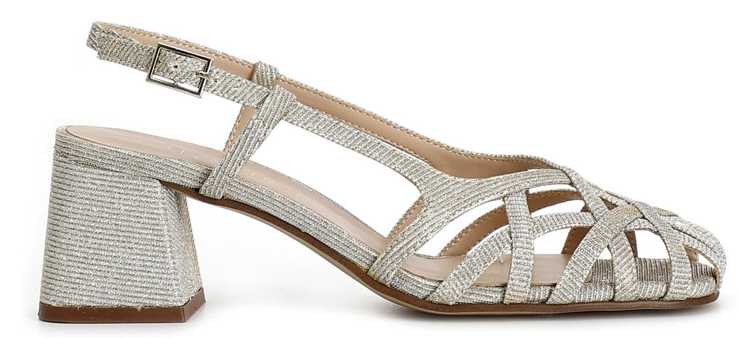 Sandalo CafèNoir EL9002 scarpe donna in tessuto lurex
