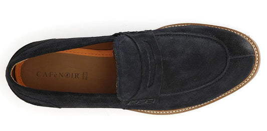 Mocassino CafèNoir RO6010 scarpe college uomo in pelle scamosciata blu