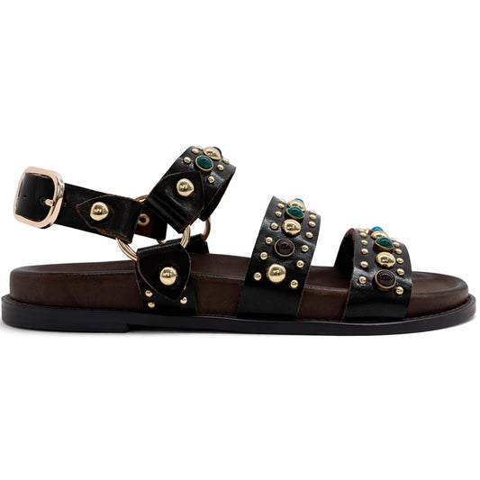 Sandali INUOVO D51045 Donna  borchiato marrone