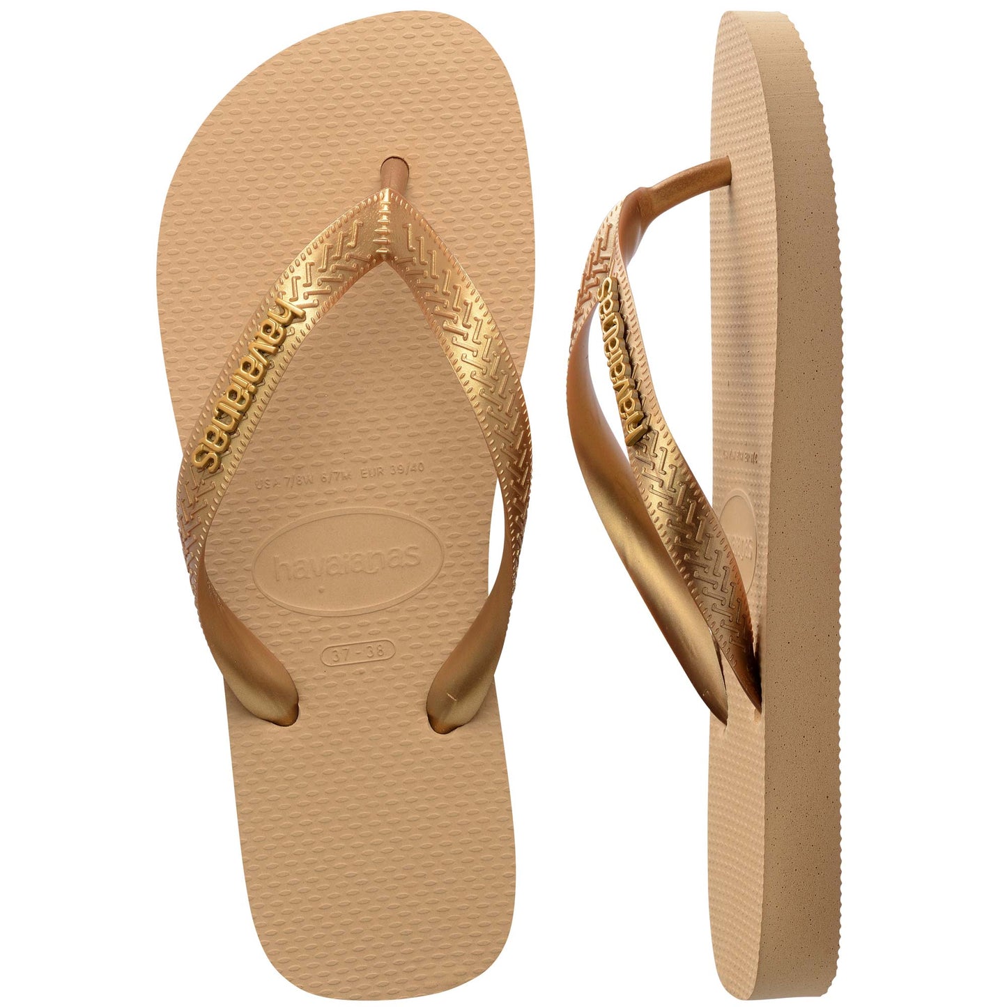Havaianas Top Logo Metallic Beige/Oro | Sandali Infradito Donna 4127244.0570