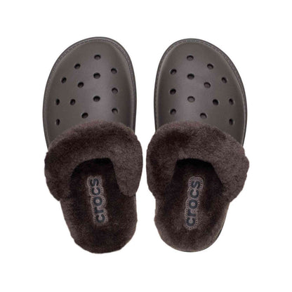 Sabot Classic Fuzz Scuff Crocs nero pelliccia ecologica 212143