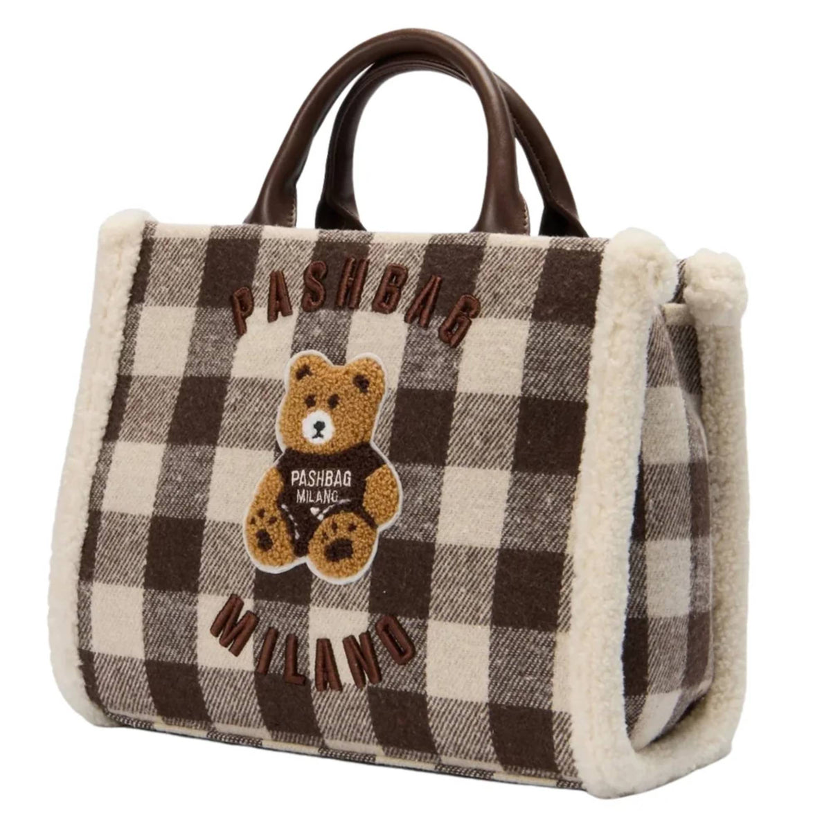 Borsa a mano Marge in lana 20162 con orsetto in teddy