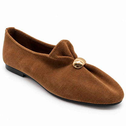 Pantofola INUOVO E11016 Slip On donna camoscio sigaro