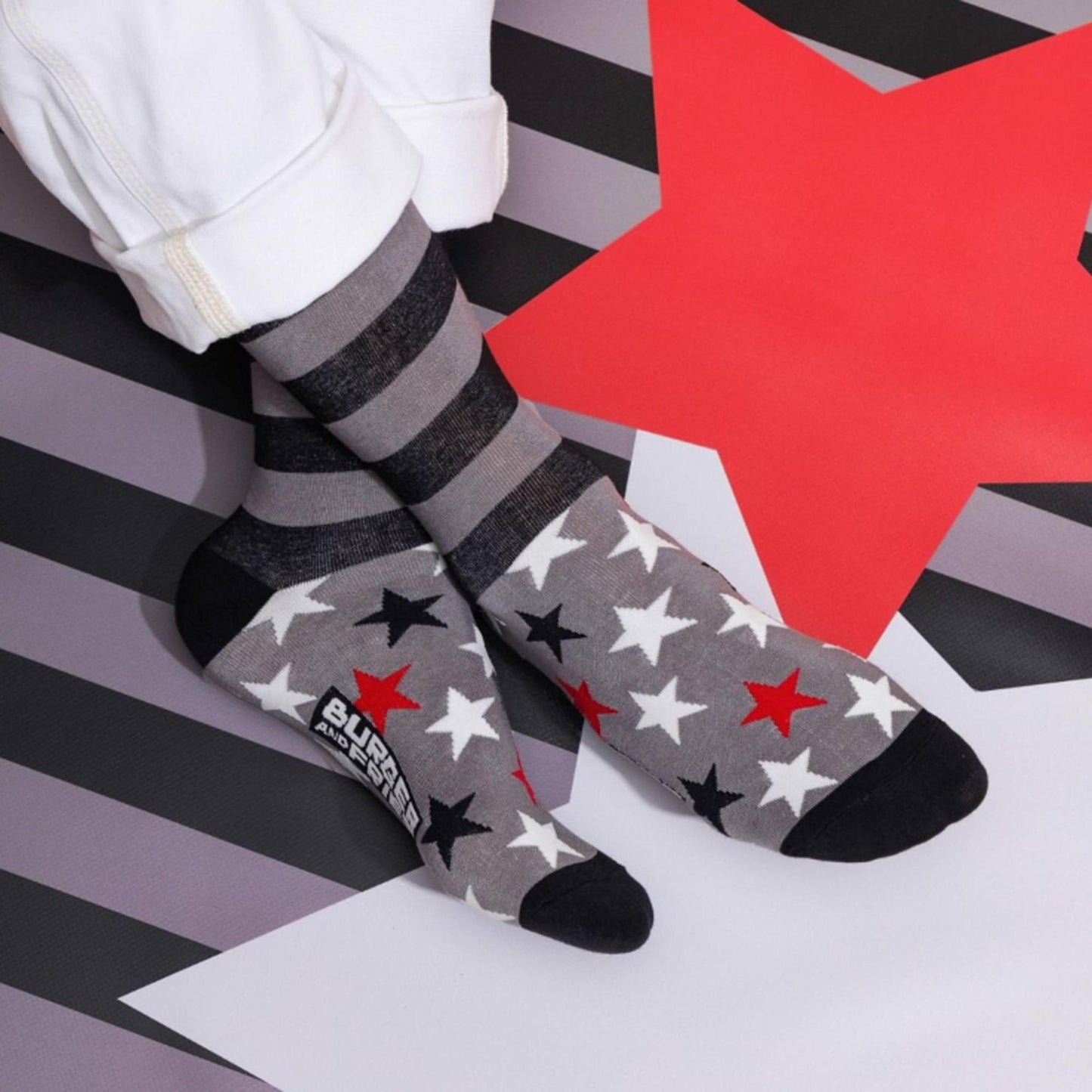 Calze Stripes Fancy Socks BF1204GR  Socks Burger and Fries