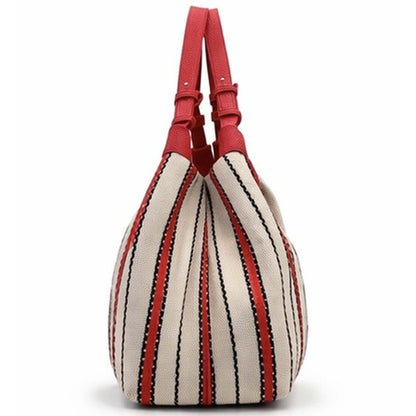 Shopper Borsa Canvas bicolor La Carrie 161M-TX-302-CAS rossa