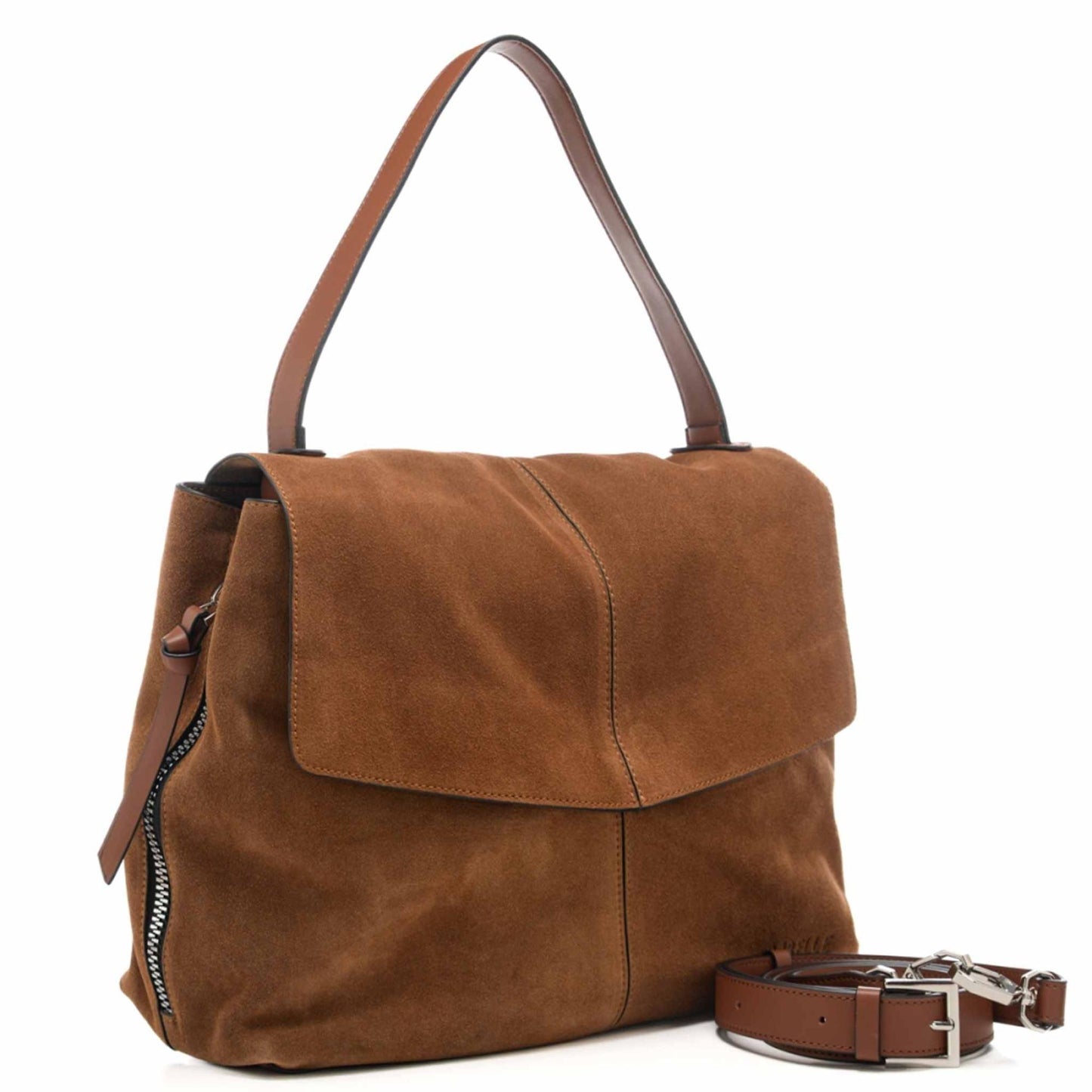 Borsa a spalla REBELLE LAMPETRA camoscio marrone