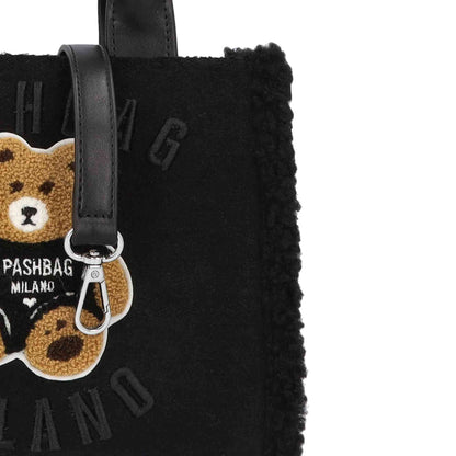 Borsa a mano PashBag Marge 20165 con orsetto in teddy Nera | Autunno Inverno