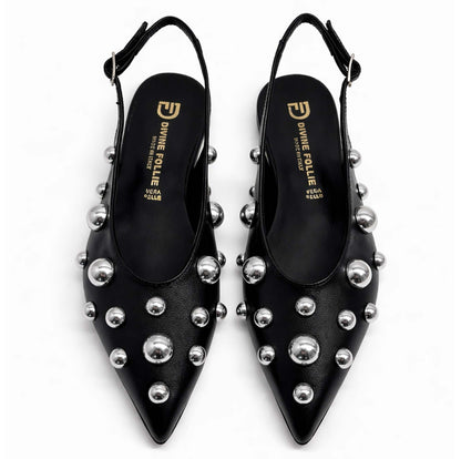 Ballerine Divine Follie "Delia" 2381/PEB4 Donna Pelle Borchiata Nero | Comoda e di Tendenza