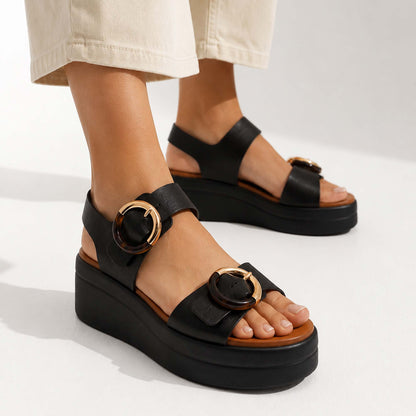 Sandali INUOVO Donna Zeppa A99025 | Pelle Marrone