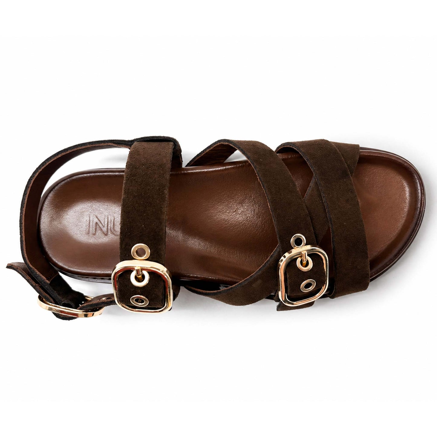 Sandali INUOVO  D51006 Donna in Pelle Scamosciata alla Schiava | Marrone Mogano