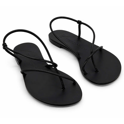 Sandali flat Nicolas Lainas 67G in Pelle Nero | Tacco Basso Comodo
