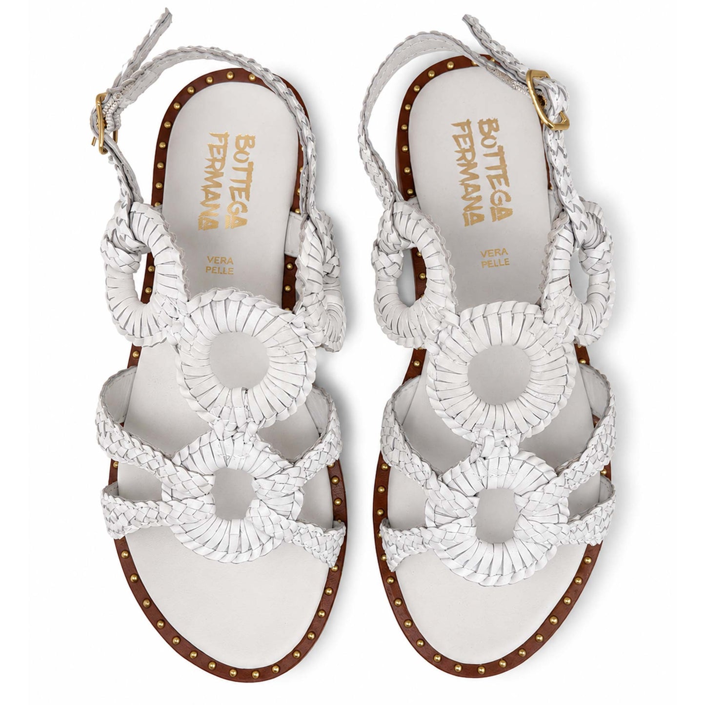 Sandali Bottega Fermana S7LI tacco flat donna | Pelle Bianca