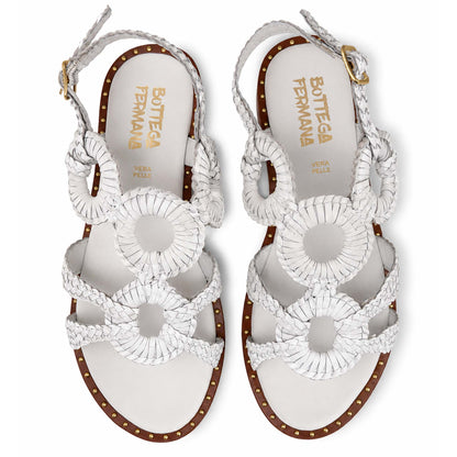 Sandali Bottega Fermana S7LI tacco flat donna | Pelle Bianca