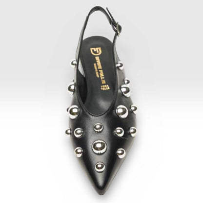Ballerine Divine Follie "Delia" 2381/PEB4 Donna Pelle Borchiata Nero | Comoda e di Tendenza
