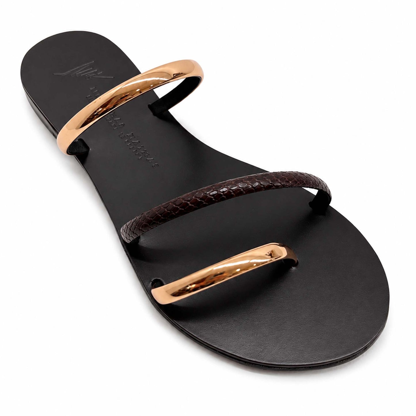 Sandali flat Nicolas Lainas 27T in Pelle marrone/rame | Tacco Basso Comodo