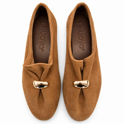 Pantofola INUOVO E11016 Slip On donna camoscio sigaro
