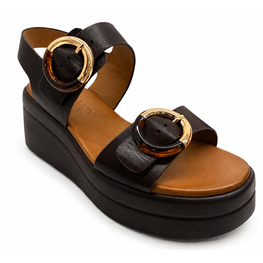 Sandali INUOVO Donna Zeppa A99025 | Pelle Marrone