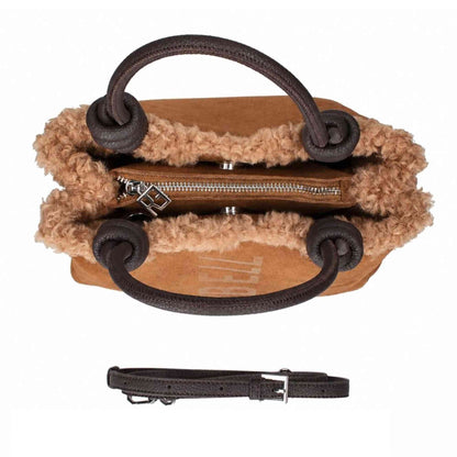 Borsa a mano REBELLE ASE MINI FURRY MArrone Mou